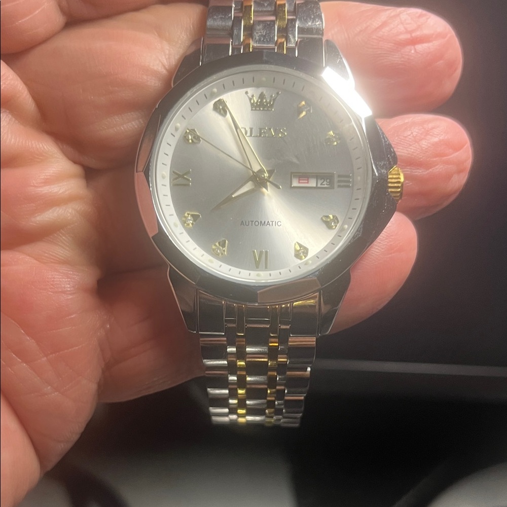 Women’s Olevs Silver and Gold Automatic Watch NWT